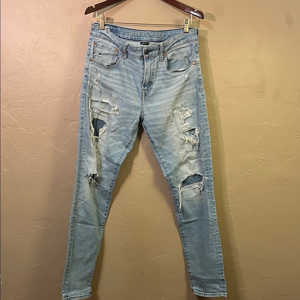 American Eagle  Light Blue Ripped Airflex Jeans